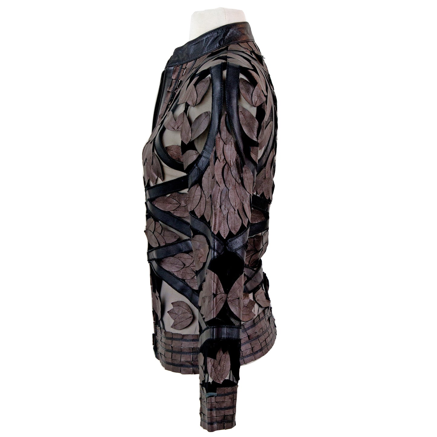 Copper Leaf Design Jacket detail view — leaf-cut pattern — BelginFrancis