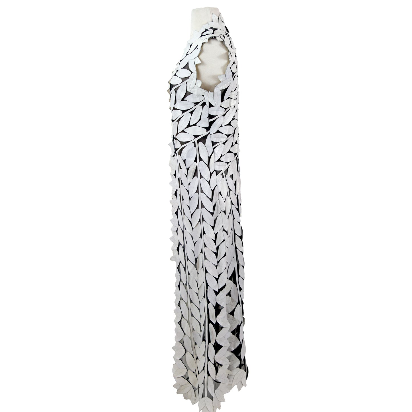 Maxi Leaf Vest close-up — laser-cut leaf detail — BelginFrancis