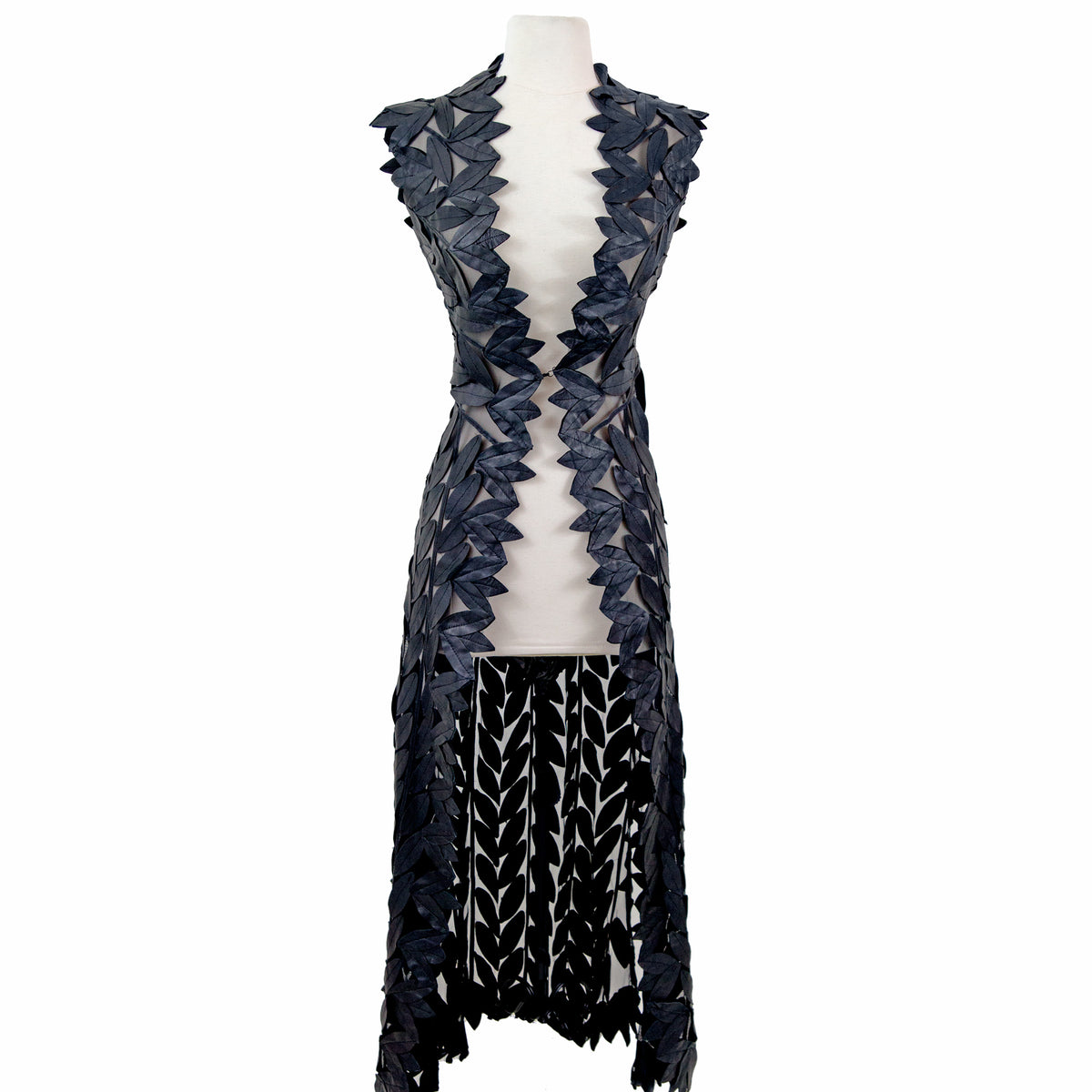 Belgin Francis Classic Leaf Design Leather Maxi Vest - Black 3XL Belgin Francis Classic Leaf Design Leather Maxi Vest - Black 3XL