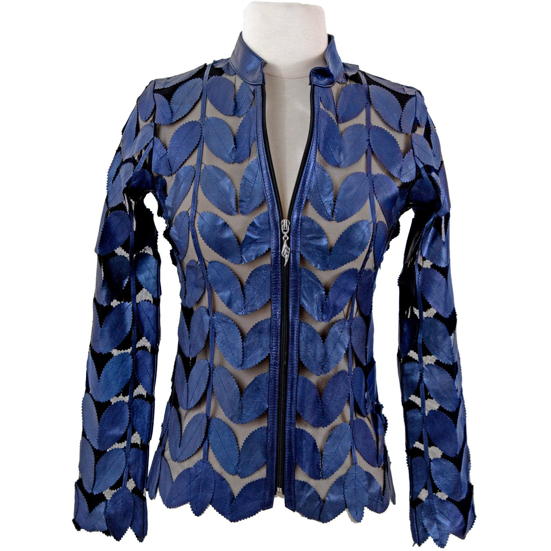 Premium Turkish lambskin leaf-cut detail — Belgin Francis atelier