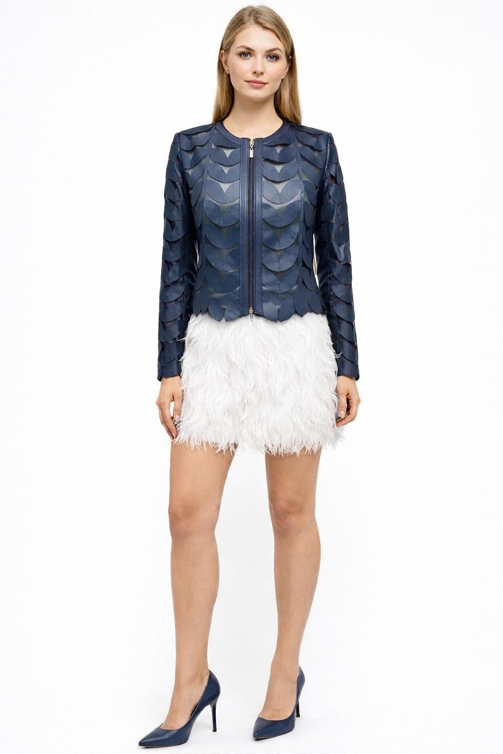 Classic Leaf Lambskin Leather Crop Jacket | BelginFrancis