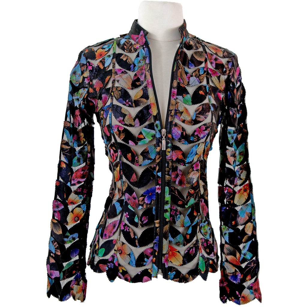 Classic Leaf Design leather jacket in light Turkish lambskin — BelginFrancis New York