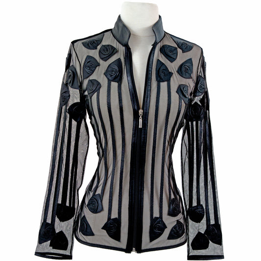 Rose Laser-Cut Jacket front view — BelginFrancis New York