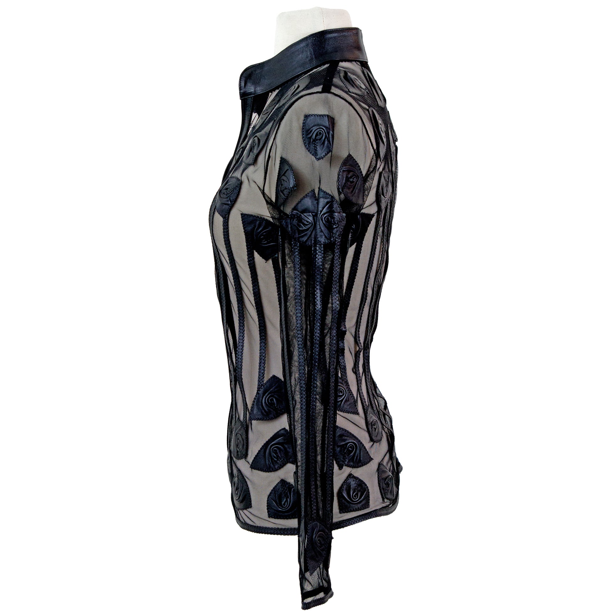 Rose Laser-Cut Jacket detail view — rose laser-cut pattern — BelginFrancis