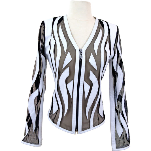Snake-Pattern Leather Jacket front view — BelginFrancis New York