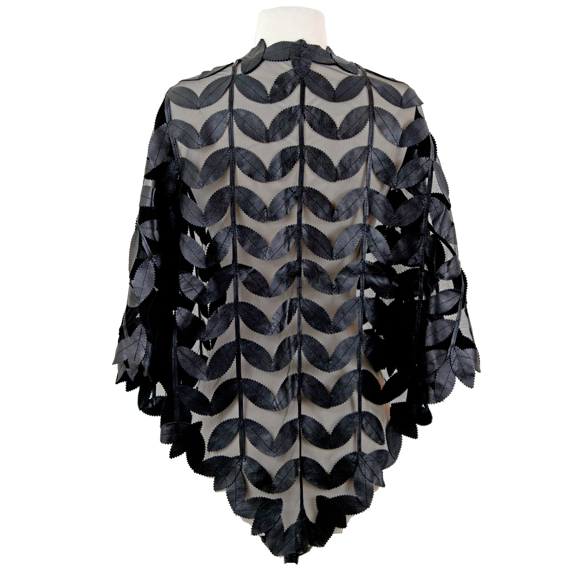 Leaf Design Leather Poncho alternate view