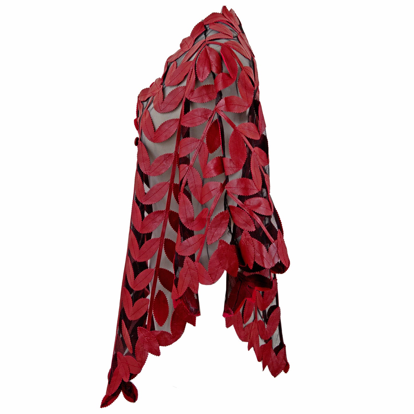 Leaf Design Leather Poncho back view