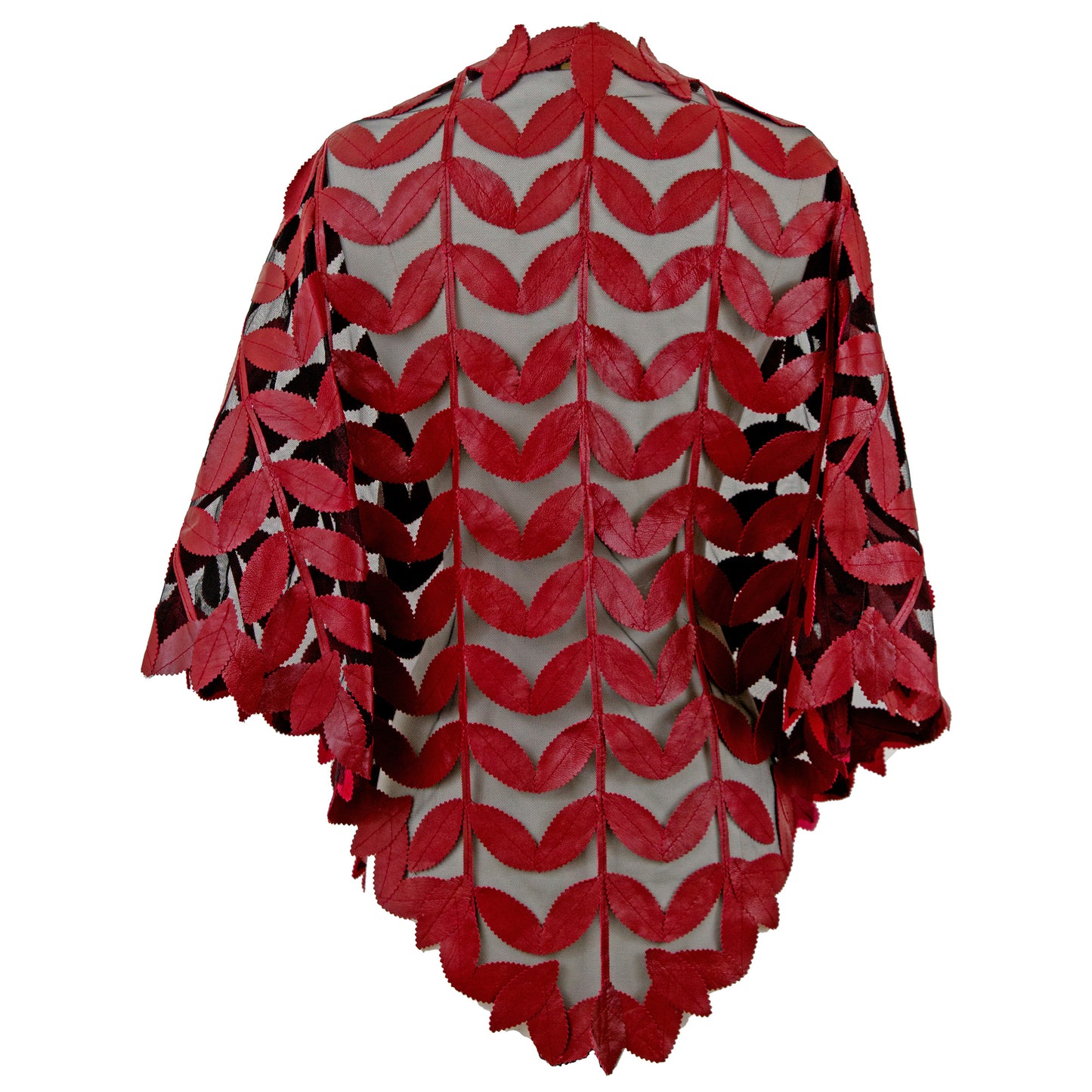 Leaf Design Leather Poncho side view