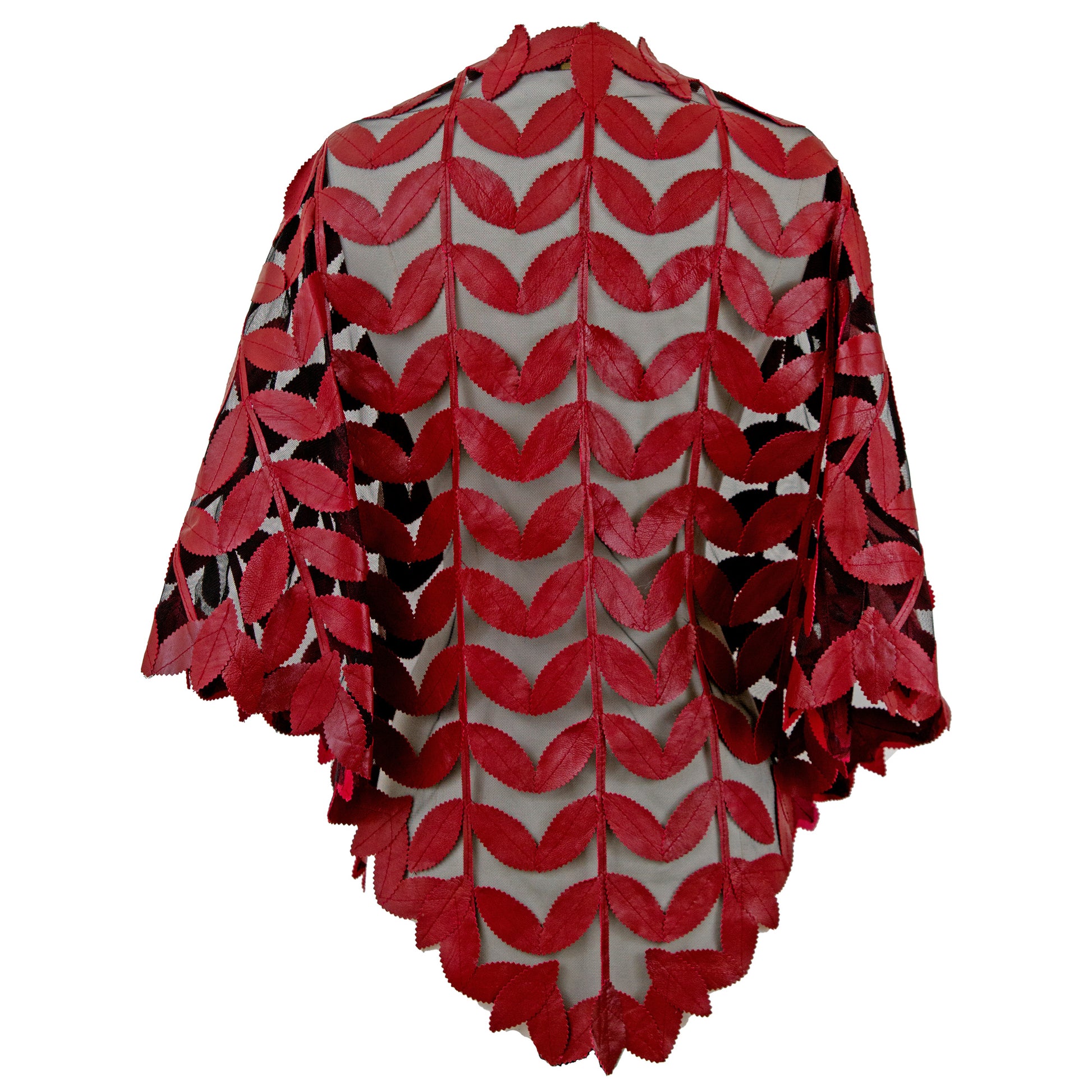 Leaf Design Leather Poncho side view