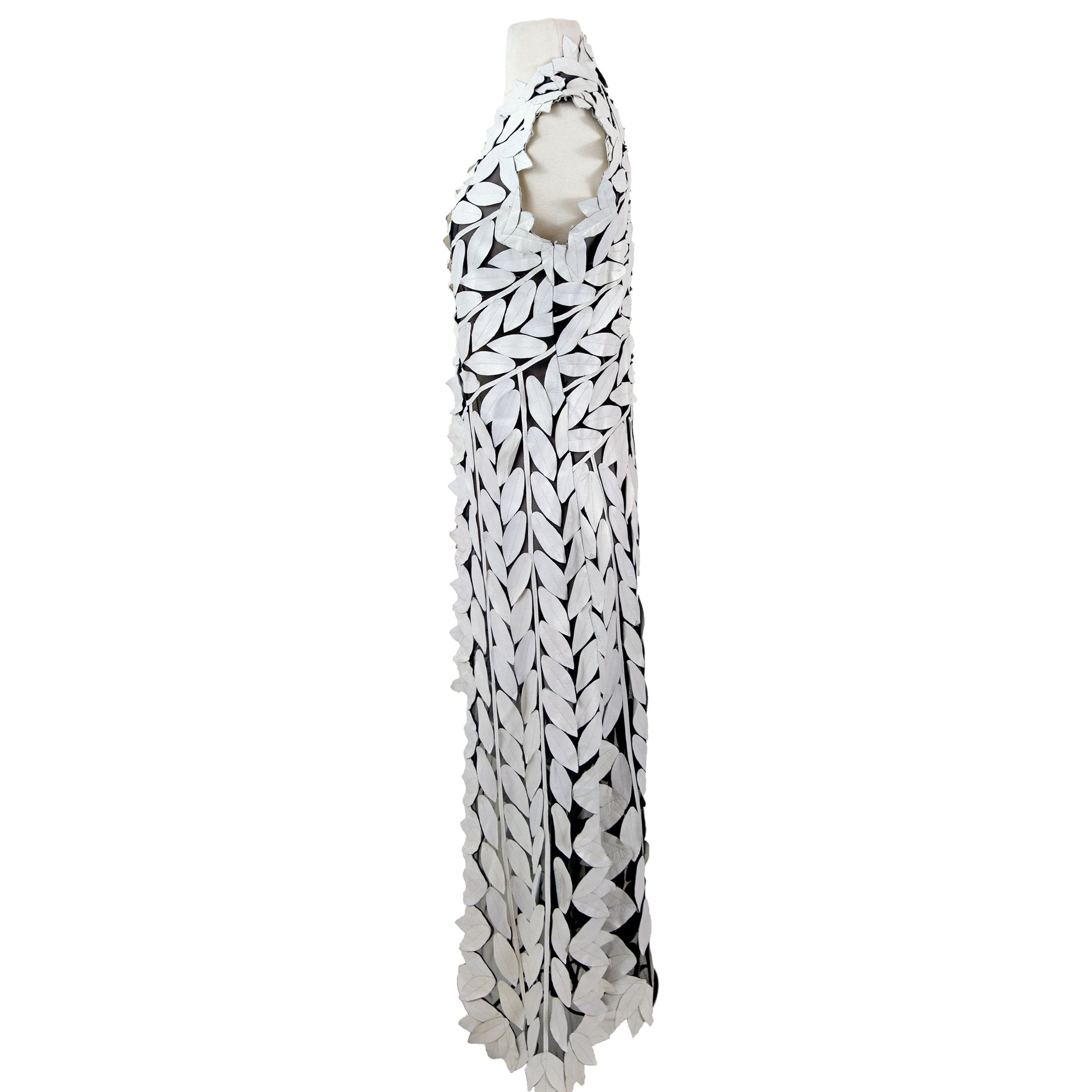 Maxi Leaf Vest close-up — laser-cut leaf detail — BelginFrancis