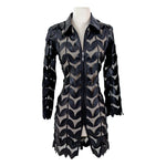 Wide Collar Leaf Pattern Leather Tunic Jacket BelginFrancis