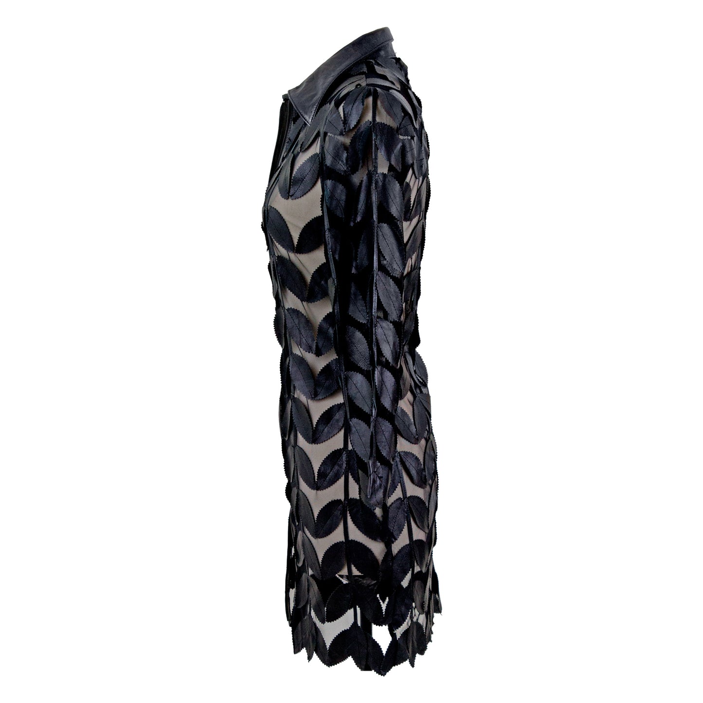 Wide-Collar Leaf Tunic detail view — wide collar leaf pattern — BelginFrancis