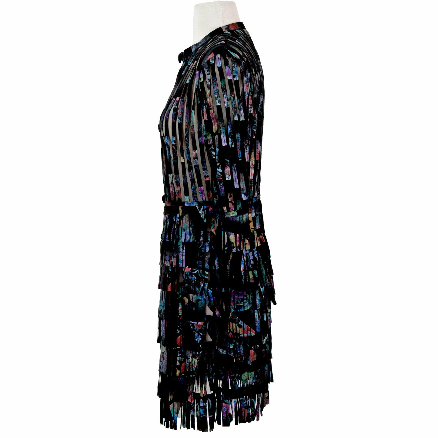 Multi-Fringe Leather Jacket back view — BelginFrancis