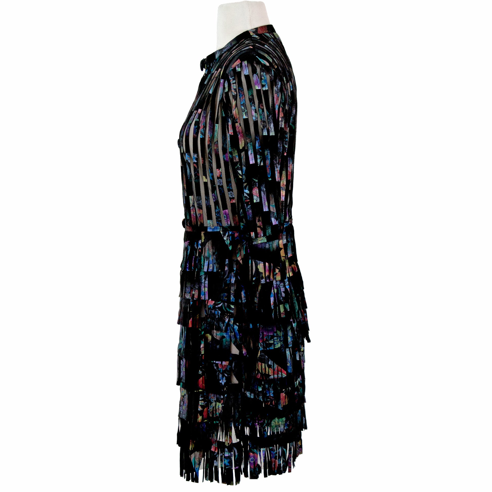 Multi-Fringe Leather Jacket back view — BelginFrancis